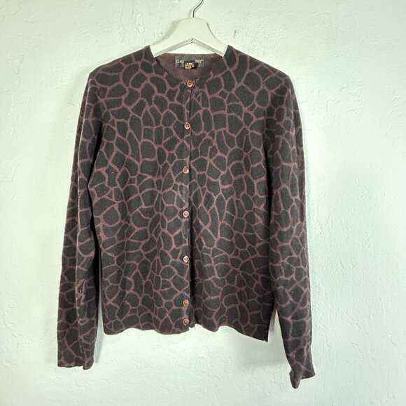 Classiques Entier Womens Large Giraffe Print Button-Up Cardigan Sweater Angora - Picture 1 of 7
